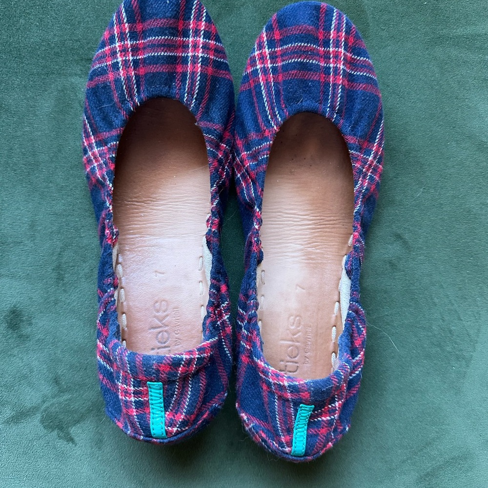 Tieks Plaid Flats in Red and Blue